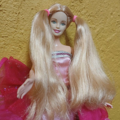 Barbie doll dress used, reversible pink tulle with stars