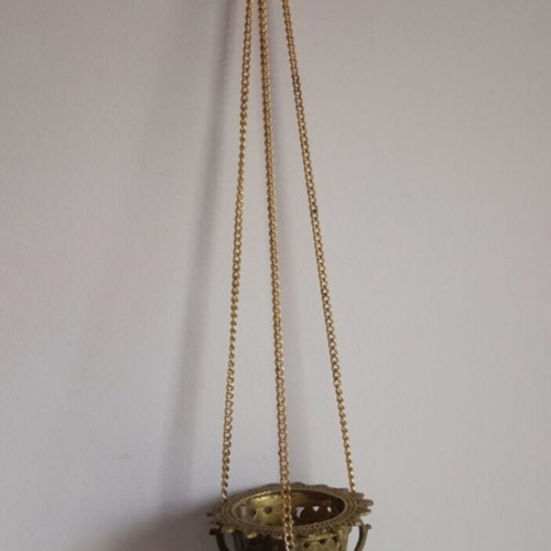 Solid bronze religious incense burner used, height 53 cm, diameter 10 cm