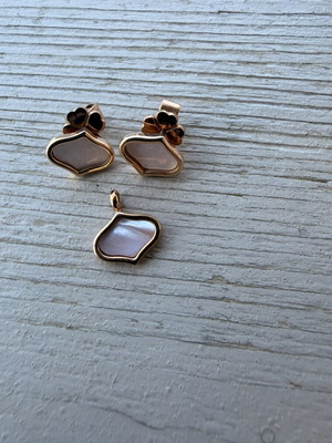 Folli Follie set of pink and gold earrings with pendant