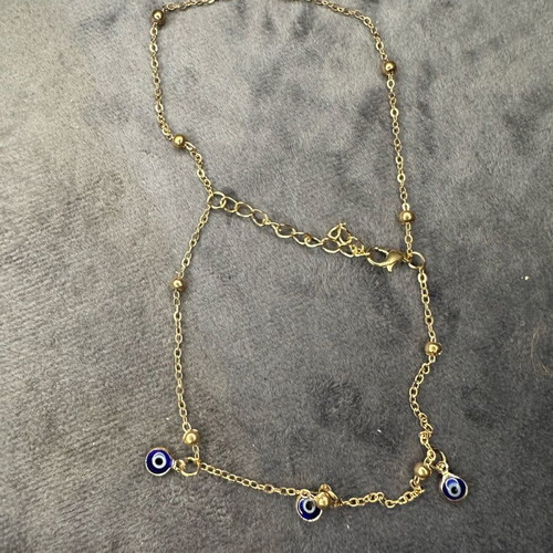 Gold bracelet with evil eyes new, stainless steel, blue protection charms