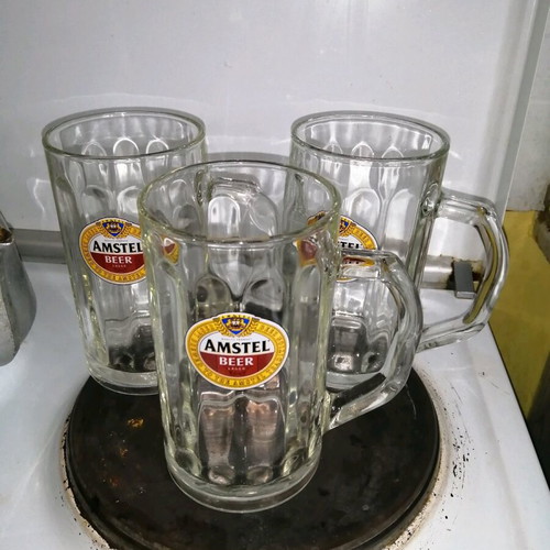 Amstel beer glasses 1 liter like new, all together