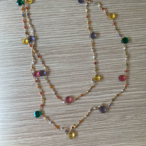 Jewelry set with colorful stones stainless steel gold plated like new