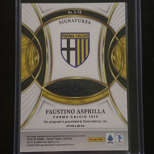 Faustino Asprilla Panini Select Serie A Peacock Prizm Autograph card like new SSP