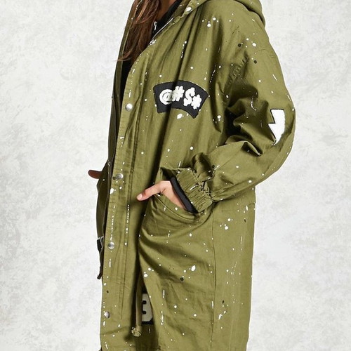 Forever 21 paint splatter women's parka jacket like new, small