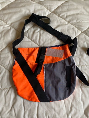 Safe Passage orange and grey crossbody bag made to order