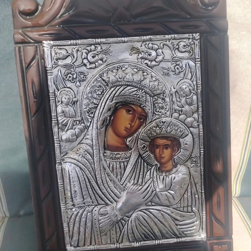Vintage Virgin Mary of Angels icon like new, Byzantine art replica