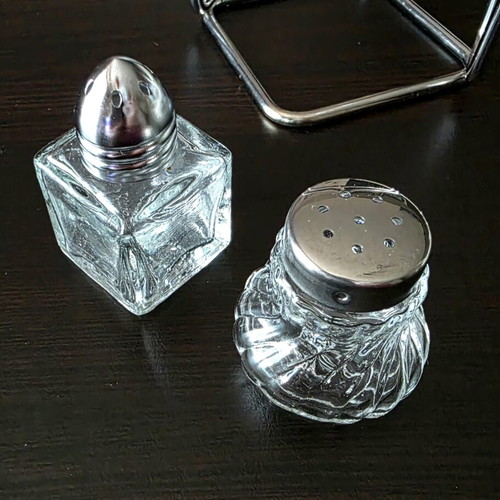 Vintage stand for napkins and glass salt and pepper shakers like new