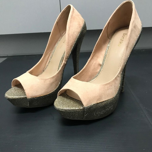 Peep Toe shoes used, dusty pink suede, size 37