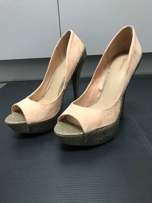 Γόβες Peep Toe μεταχειρισμένες, dusty pink, καστόρι, μέγεθος 37