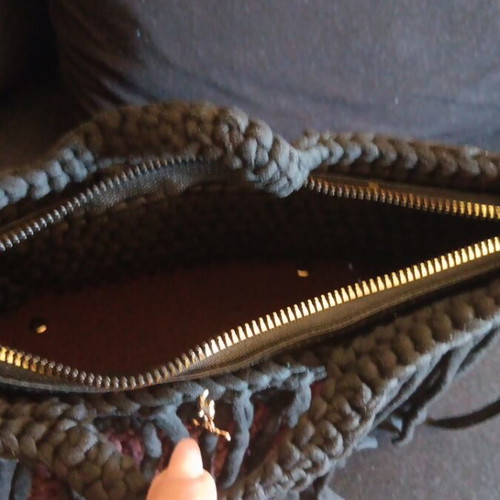 Handmade bag with fringes, new, brown