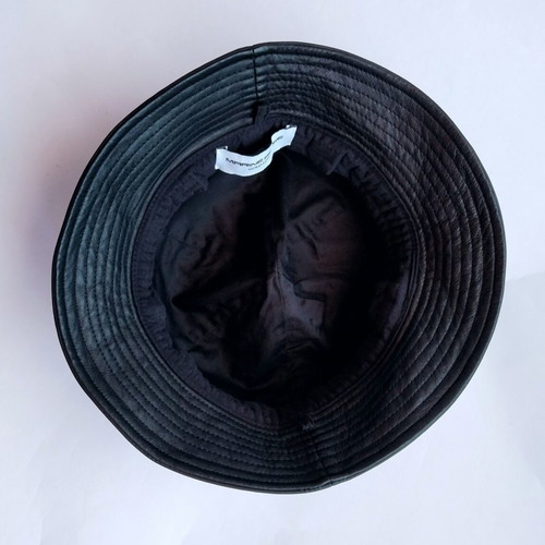 Marine Serre leather bucket hat used, black with moon print