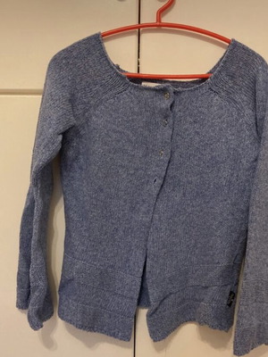 Knitted cardigan size S like new grey and blue