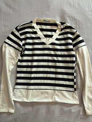 Nibbio long-sleeve blouse, black and white
