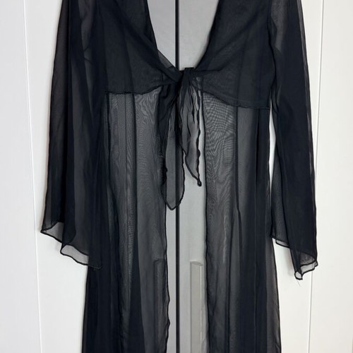 Black cover up caftan for beach, M/L