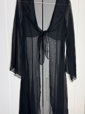 Black cover up caftan for beach, M/L