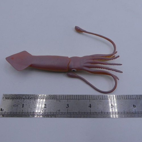 Pink Squid Toy Calamari figure used, plastic toy 5.5"
