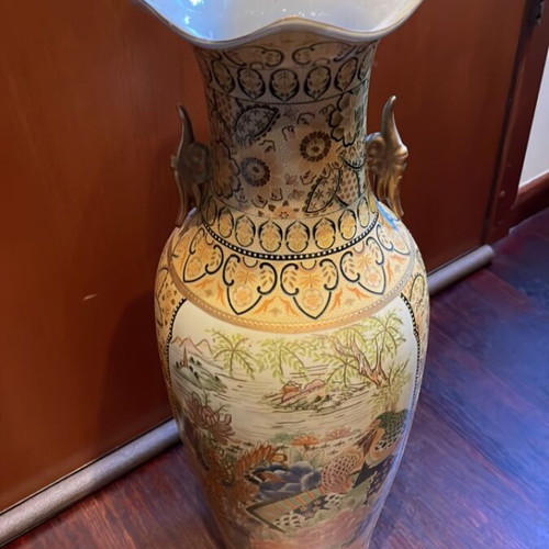 Satsuma vase handmade used, porcelain, height 60 cm