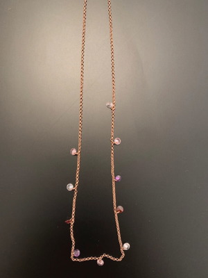 Dazzling necklace rose gold plated with multicolor zirconia