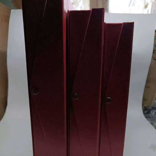 Storage boxes new, set of 3, red, thick cardboard