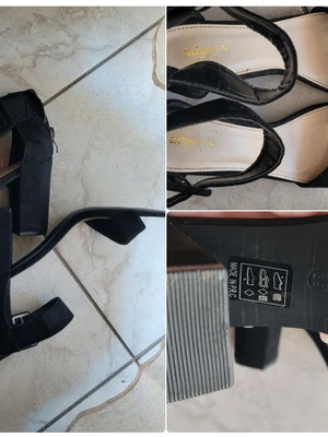 Black suede heel sandals size 39
