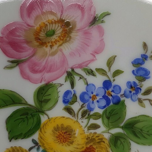 Meissen square plate handmade, vintage, like new with gold trim