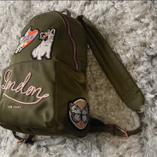 Ted Baker Slogan Appliqué Nylon Backpack like new, multicolor