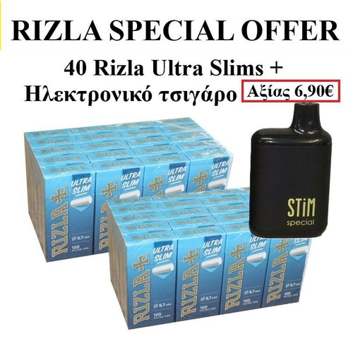 Rizla Ultra Slim set 40 pieces with Stim Special disposable e-cig new