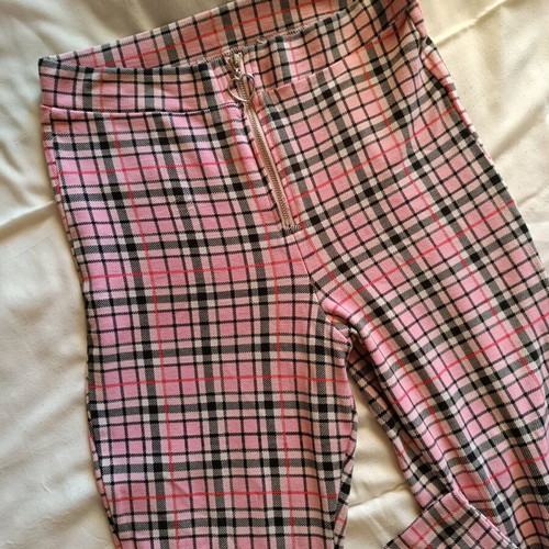 Punk pink checkered leggings pants like new