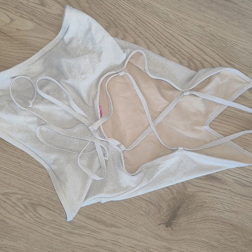 Watermelon one-piece swimsuit new, beige with golden hue, size S