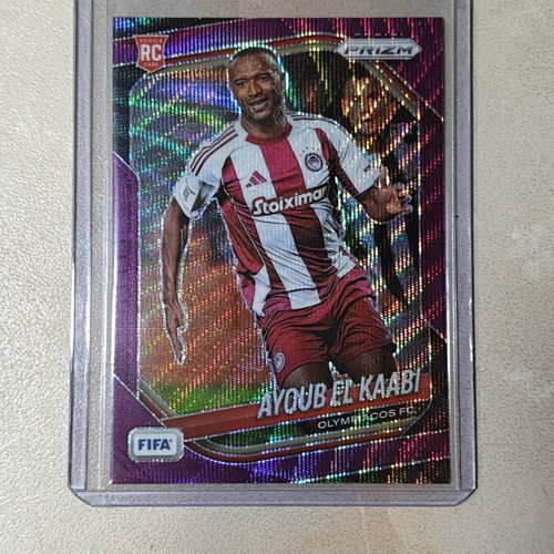 Ayoub El Kaabi Purple Parallel Rookie Card 44/49 Mint Prizm Olympiacos FC