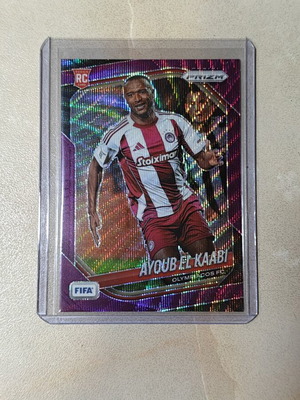 Ayoub El Kaabi Purple Parallel Rookie Card 44/49 Mint Prizm Olympiacos FC