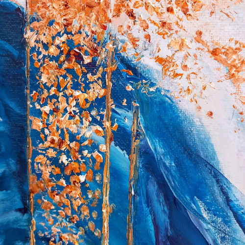 Abstract oil painting "The Golden Tree of the Wind" new, on canvas 30x40 cm