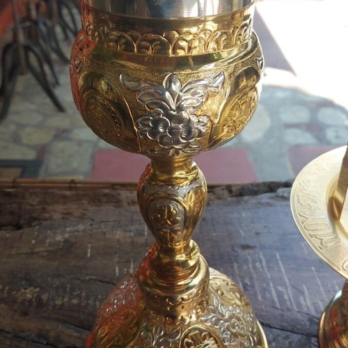 Church chalice and diskos set, size 27x14 cm