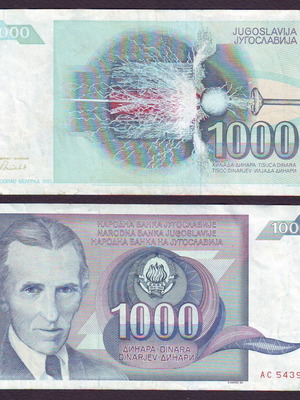 Yugoslavia 1000 Dinara 1991 banknote used