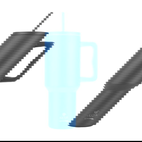 Μπουκάλι θερμός ανοξείδωτο BPA Free 1.2lt Denim Blue με καλαμάκι και λαβή καινούργιο