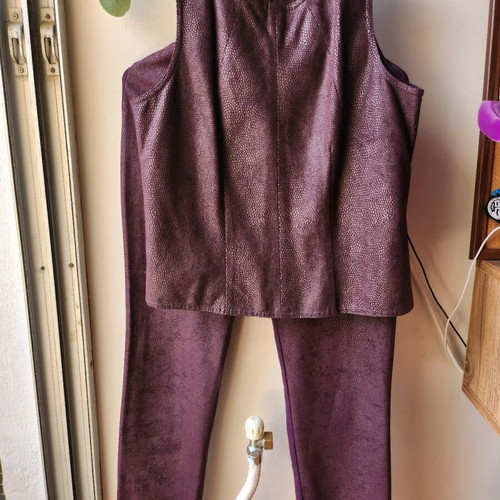 Evening set like new, purple, leather texture small