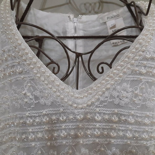 Pinko Top Embroidered With Pearls New, Medium, White