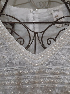 Pinko Top Embroidered With Pearls New, Medium, White