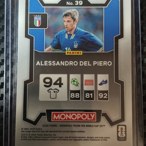 2026 Panini Prizm Monopoly FIFA World Cup Alessandro Del Piero Pink Prizm card