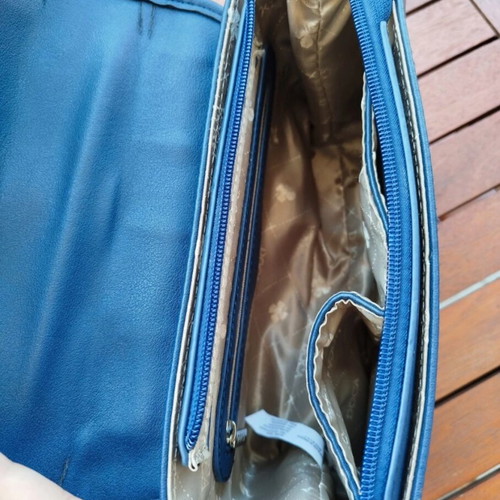 Doca women's crossbody bag like new, beige and blue