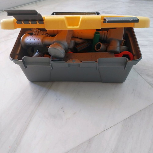 Children's tool box with tools like new