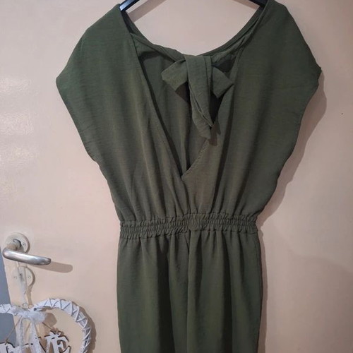 Playsuit one size, like new, army green with elastic waist