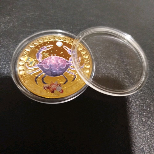 Commemorative coin with Cancer zodiac new, metal, gold tone