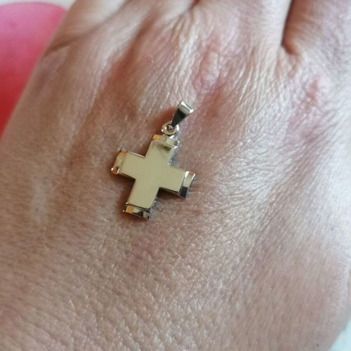 Silver 925 double cross rhodium plated new