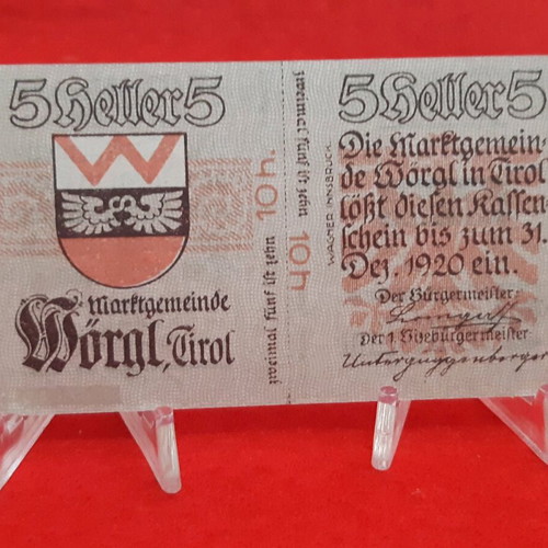 Austria Notgeld 5 Heller banknote 1920 new, uncirculated