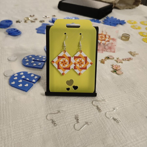 White Quilt 3DPRINTING earrings made to order
