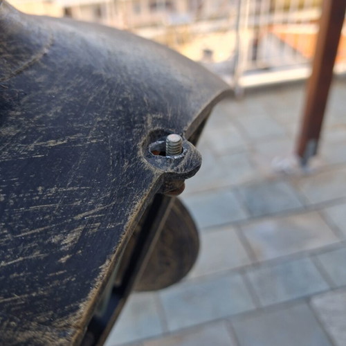 Outdoor wall lantern used, metal bronze patina with glass sides