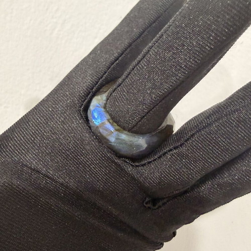 Labradorite ring with blue fire, handmade