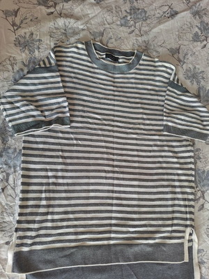 Men's blouse, white and gray, size M