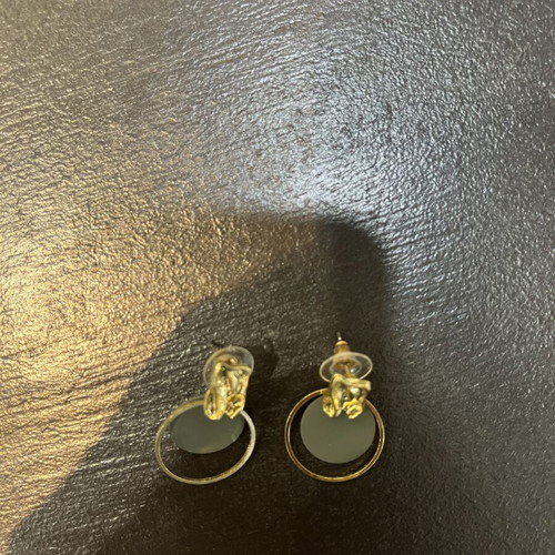 Stainless Steel Earrings like new, modern geometric design with gold and black details